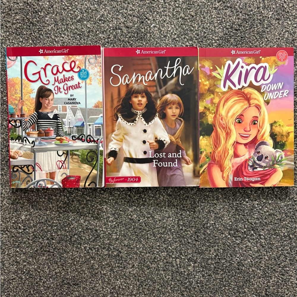 American Girl Book Set - Grace, Samantha, Kira - Red and Pink Covers